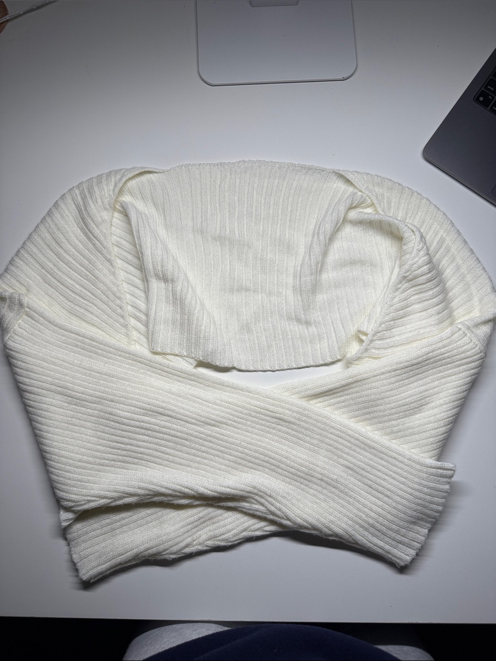 Soft Ribbed White Bolero